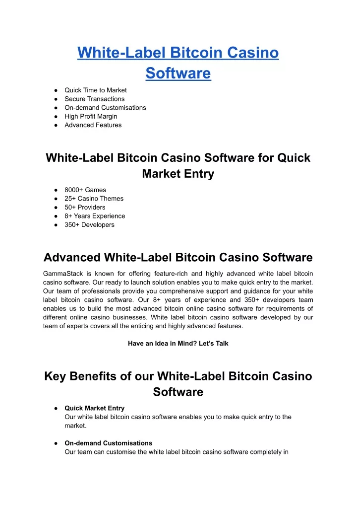 white label bitcoin casino software