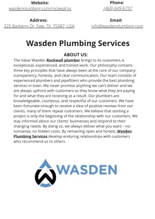 Wasden Plumbing Services