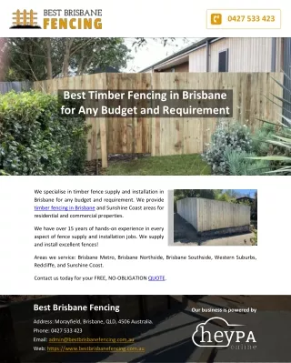 Best Timber Fencing in Brisbane for Any Budget and Requirement
