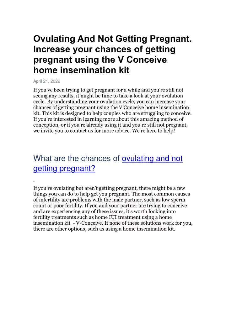 ovulating and not getting pregnant increase your