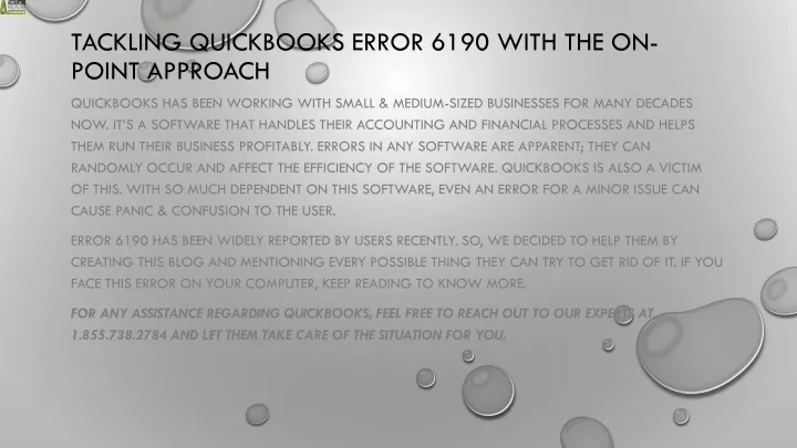 tackling quickbooks error 6190 with the on point approach