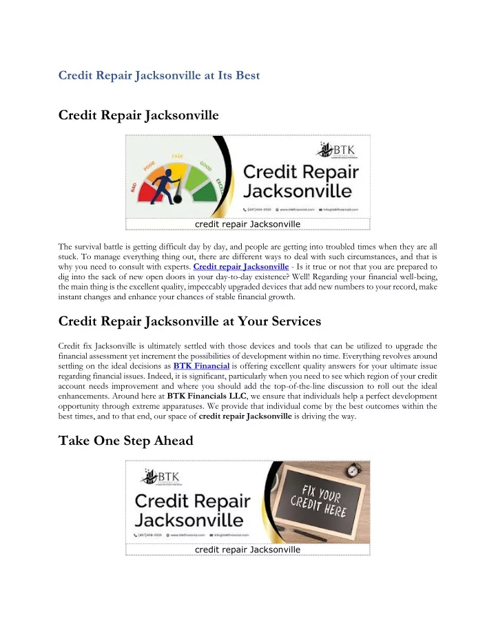 credit repair jacksonville at its best