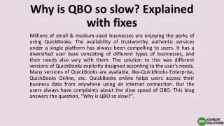 Why is QBO so slow? Explained with fixes