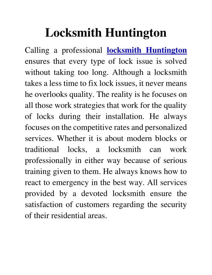locksmith huntington