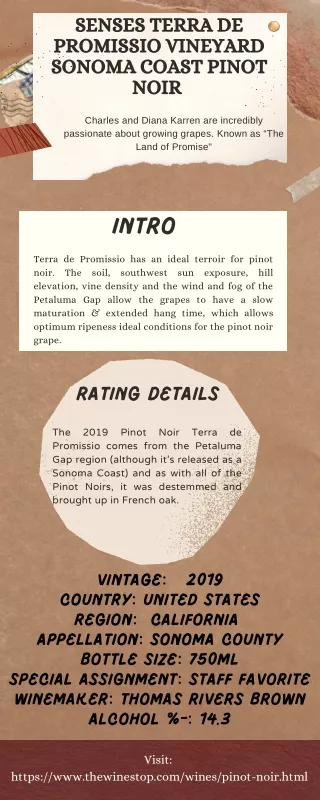 Senses Terra de Promissio Vineyard Sonoma Coast Pinot Noir