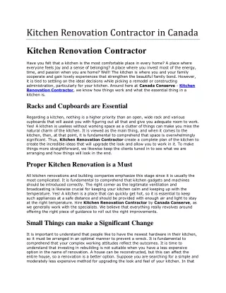 Kitchen Renovation Contractors at your Service!