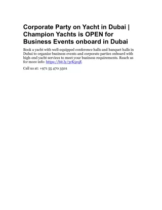 Corporate Party on Yacht in Dubai