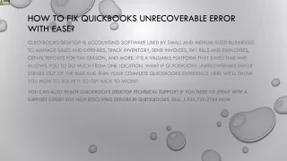 how to fix quickbooks unrecoverable error with ease