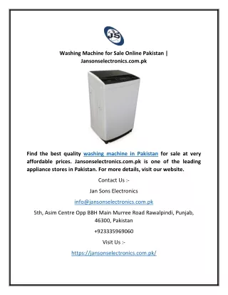 Washing Machine for Sale Online Pakistan | Jansonselectronics.com.pk