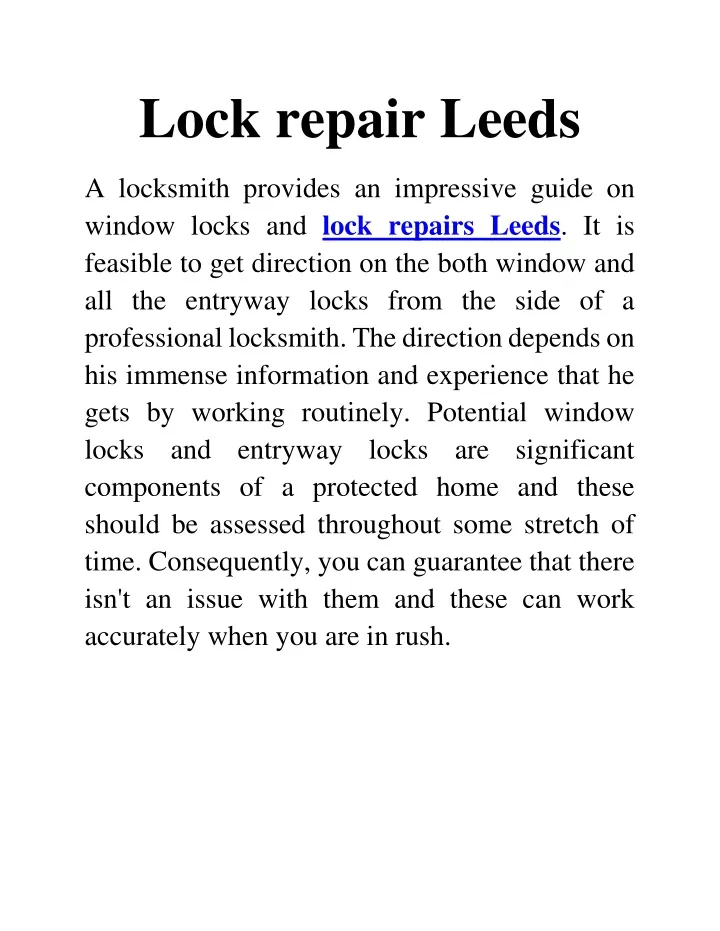 lock repair leeds