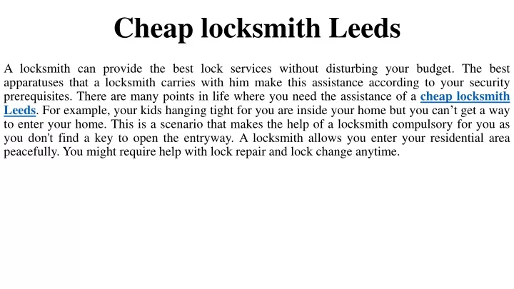 c heap locksmith leeds