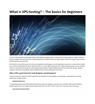 what is vps hosting the basics for beginners