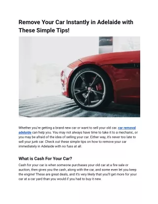Remove Your Car Instantly in Adelaide with These Simple Tips