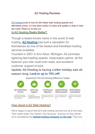 a2 hosting reviews