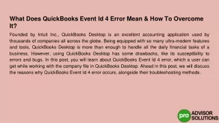 what does quickbooks event id 4 error mean how to overcome it