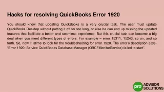 hacks for resolving quickbooks error 1920