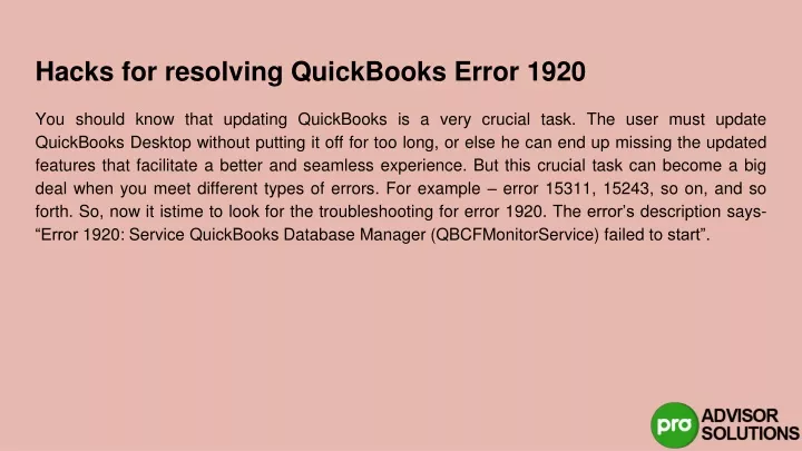 hacks for resolving quickbooks error 1920