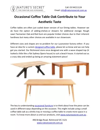 Occasional Coffee Table Oak Contribute to Your Aesthetic Taste