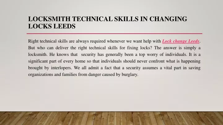 locksmith technical skills in changing locks leeds