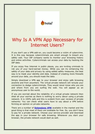 why is a vpn app necessary for internet users