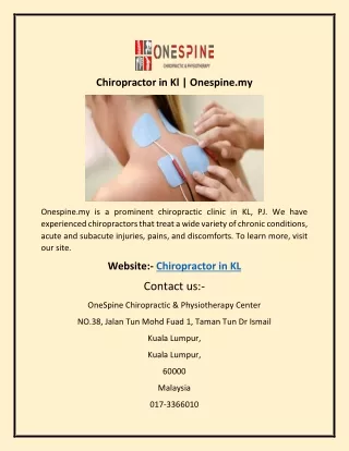 chiropractor in kl onespine my