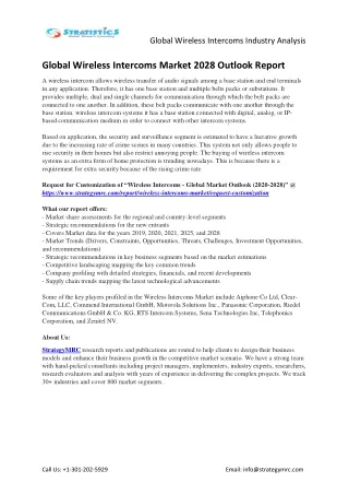 Global Wireless Intercoms Industry Forecasts Report Analysis