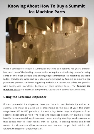 knowing about how to buy a summit ice machine