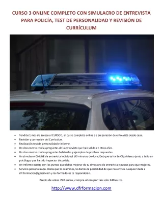 CURSO 3 ONLINE COMPLETO CON SIMULACRO DE ENTREVISTA PARA POLICÍA