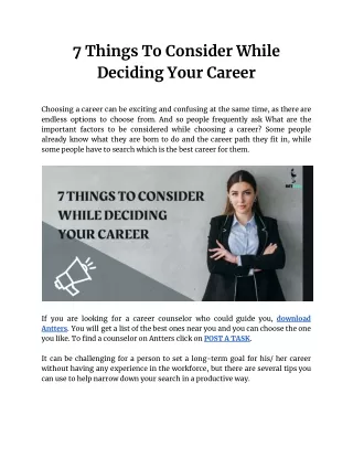 7 Things To Consider While Deciding Your Career