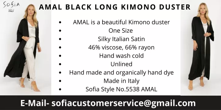 amal black long kimono duster