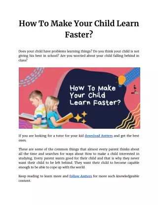 How To Make Your Child Learn Faster_