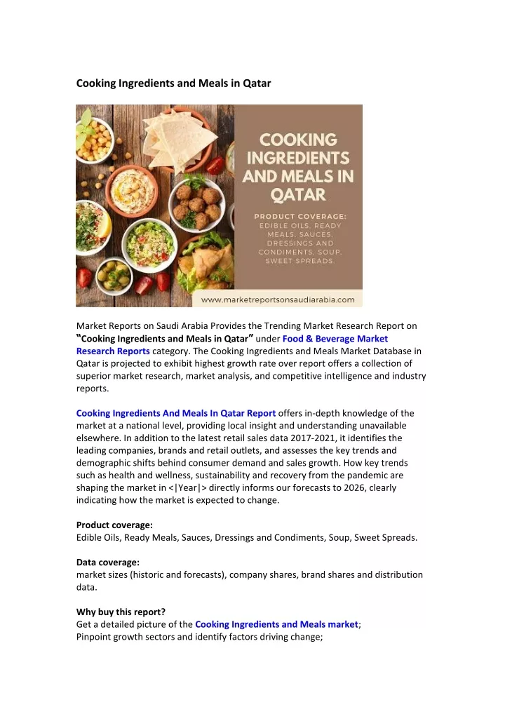 cooking ingredients and meals in qatar