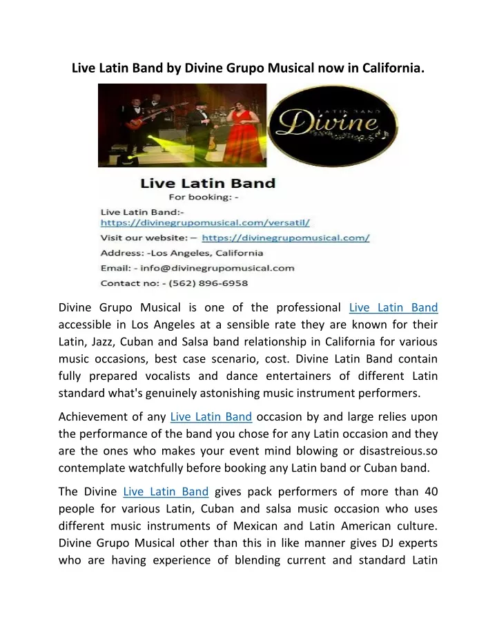 live latin band by divine grupo musical