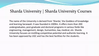 Sharda University | Sharda University Courses