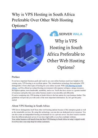 why is vps hosting in south africa preferable