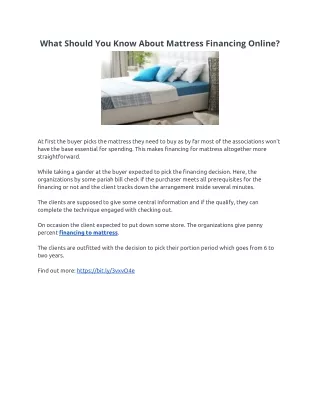 what should you know about mattress financing