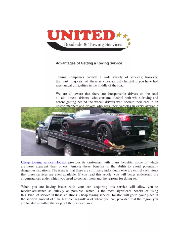 advantages of getting a towing service towing