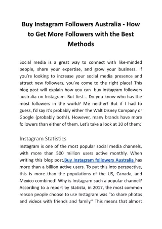 Buy Instagram Followers Australia - How to Get More Followers with the Best Methods