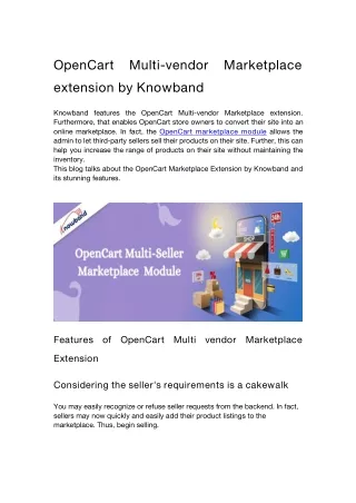 OpenCart Multi-vendor Marketplace extension by Knowband