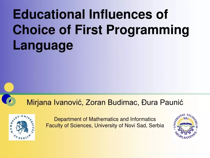 educational influences of choice of first programming language