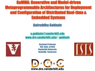 Aniruddha Gokhale a.gokhale@vanderbilt dre.vanderbilt/~gokhale Assistant Professor
