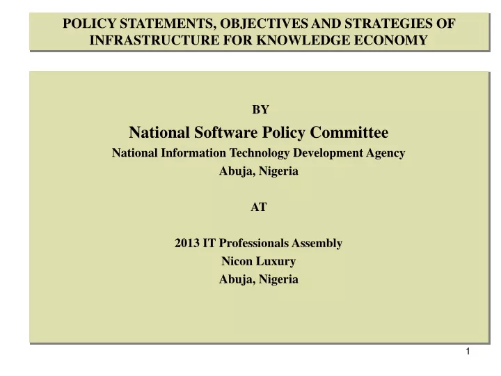 policy statements objectives and strategies
