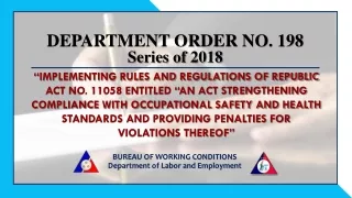 DEPARTMENT ORDER NO. 198  Series of 2018
