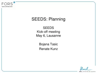 SEEDS: Planning