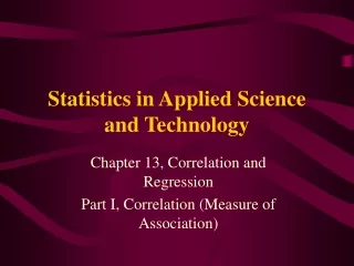 Statistics in Applied Science and Technology
