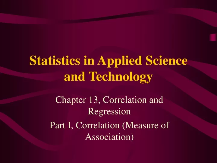 statistics in applied science and technology