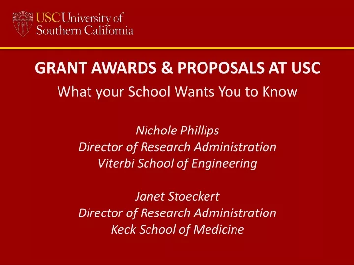 grant awards proposals at usc