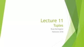 Lecture 11 Tuples