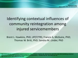 Identifying contextual influences of community reintegration among injured servicemembers