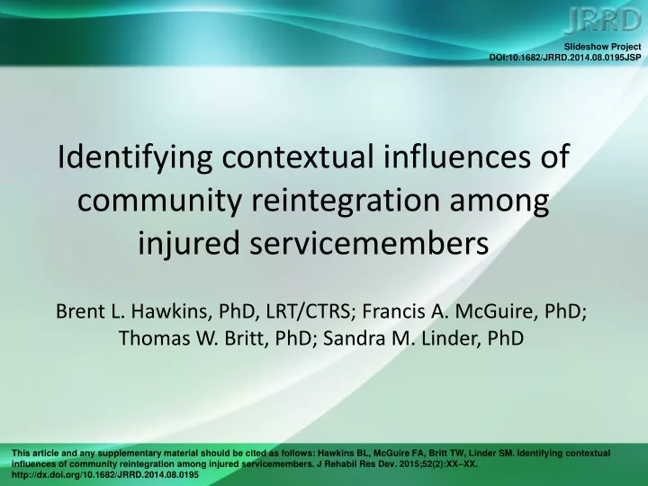 identifying contextual influences of community reintegration among injured servicemembers